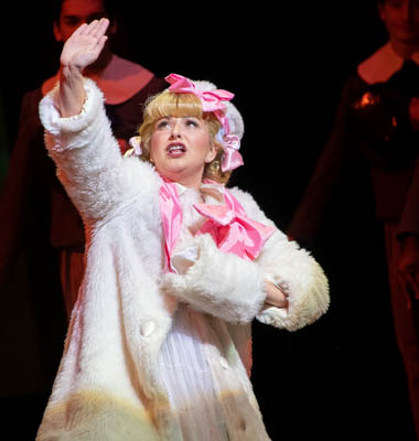 Kristi Rose Mills (June) performs her vaudeville skit in