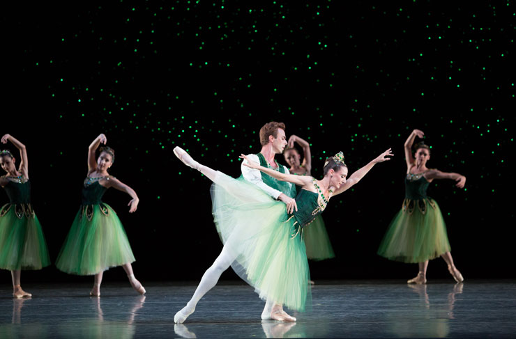 Tricia Albertson and Rainer Krenstetter in “Emeralds” from Jewels. Choreography by George Balanchine © The George Balanchine Trust. Photo © Alexander Iziliaev.