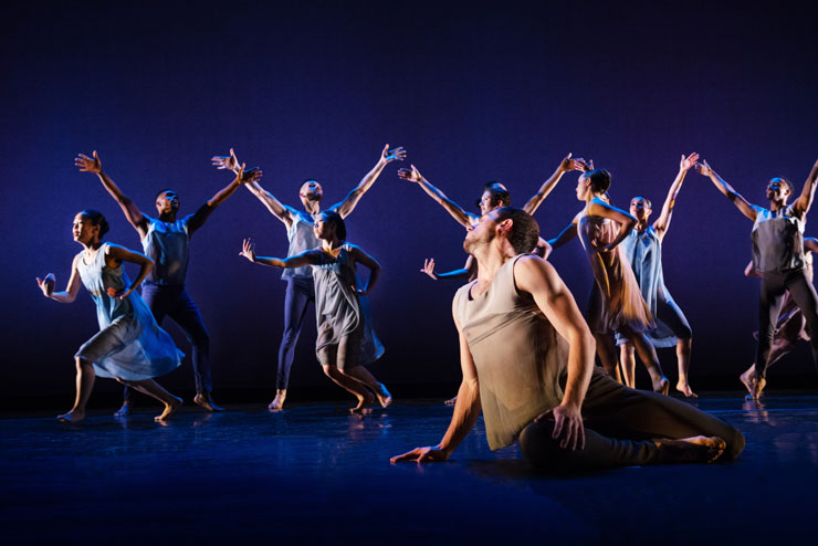 Limon Dance Company, Psalm, featuring Nicholas Ruscica and ensemble. (Photo by Christopher Jones)