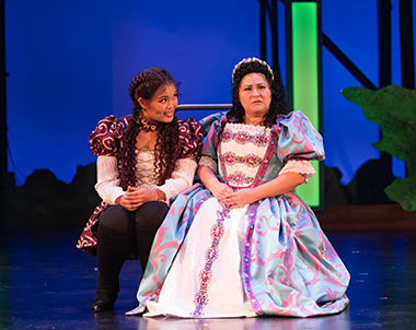 Reanne Acasio as Mopsa and Joline Mujica as Pamela in Slow Burn Theatre Company's 