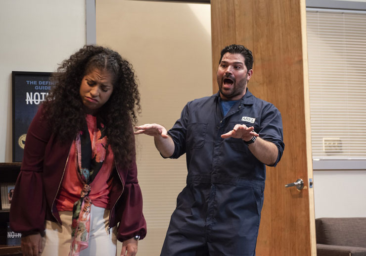 Alexandra Acosta's Lucia and Alex Alvarez's Abel in Tanya Saracho's “Fade” at GableStage in Coral Gables are caught up in a tense moment. (Photo courtesy of Magnus Stark)