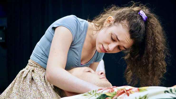 Yardén Barr and Maxime Prissert rehearsing for Area Stage Company's production of