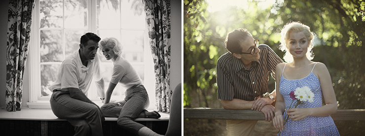 LEFT: Bobby Cannavale is Joe Dimmagio and Ana de Armas is Marilyn Monroe in a scene from