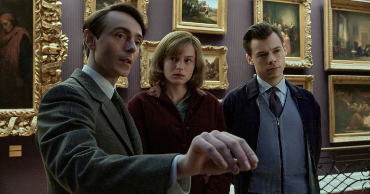 David Dawson, Emma Corrin and Harry Styles in a scene from 