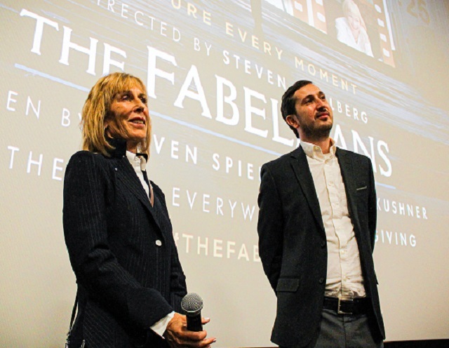 Nancy Spielberg and Miami Jewish Film Festival Executive Director Igor Shteyrenberg at a special screening in Aventura of 