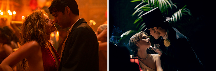 LEFT: Margot Robbie and Diego Calva in a scene from 