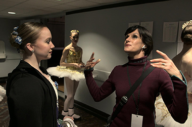 Alexandra Koltun and a ballet student in the film 