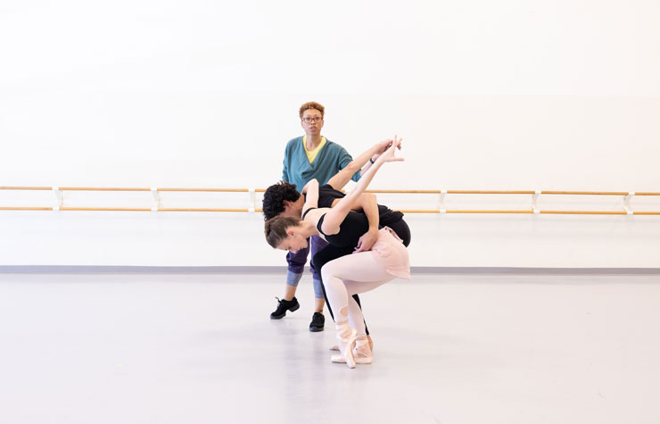 Samantha Hope Galler and Francisco Schilereff rehearsing