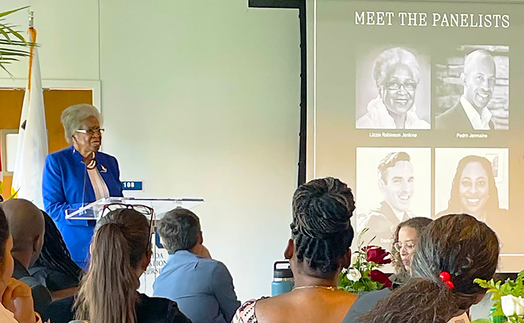 Lizzie Robinson Jenkins speaking at the opening reception. (Photo by Irene Sperber)