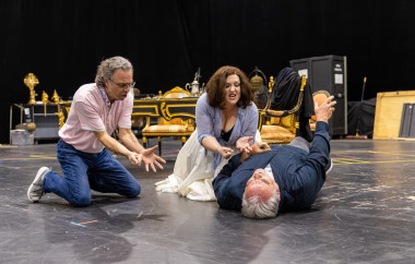 Director Jeffrey Marc Buchman in rehearsal for a scene in Act II of
