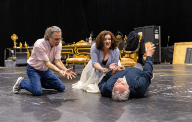 Director Jeffrey Marc Buchman in rehearsal for a scene in Act II of 