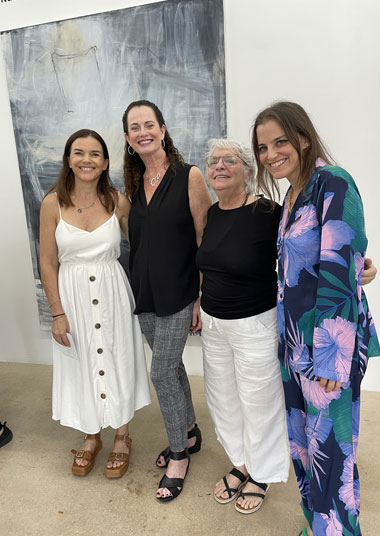 Veronica Pasman, Patricia Schnall Gutierrez, Nereida Garcia Ferraz and Alex Nunez in front of Schnall Gutierrez painting. (Photo by Irene Sperber).
