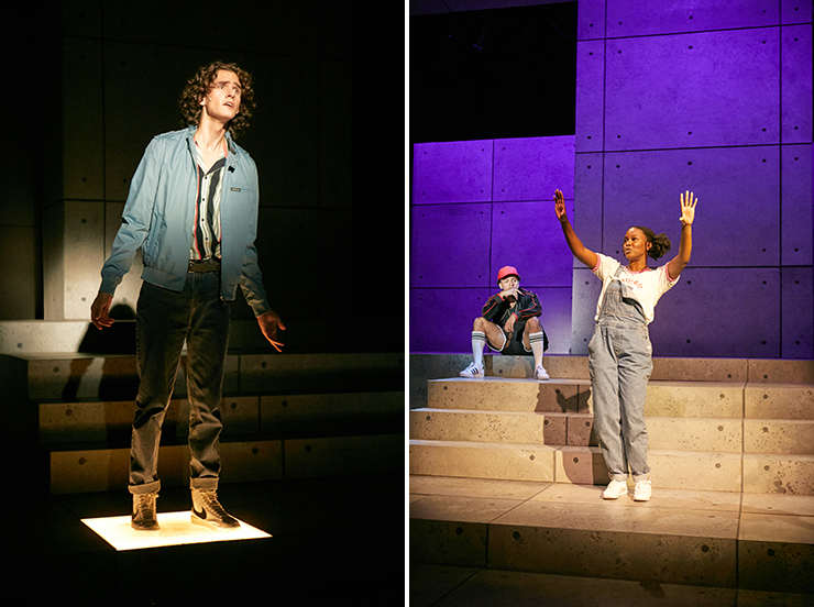 LEFT: Joshua Hernandez as Wesley. RIGHT: Dylan Rogers and Sydney Presendieu in Miami New Drama's 