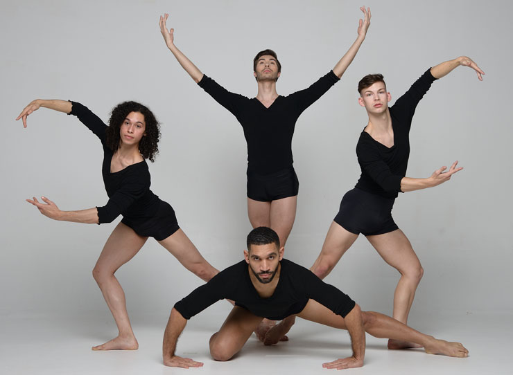 Dance NOW! Miami, from left, David Jewett, Austin Duclos, Anthony Velazquez, and David Harris. (Phot by Simon Soong)