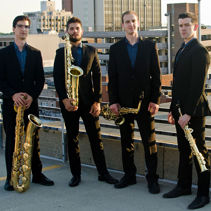 Four saxophone masters craft a jaw-dropping experience of Dvořák, Ligeti, Béla Fleck, and others – from works steeped in folk tradition, to time-honored music from around the globe. It's the Sinta Quartet at 7:30 p.m. on Thursday, Aug. 3. (Photo from CAP)