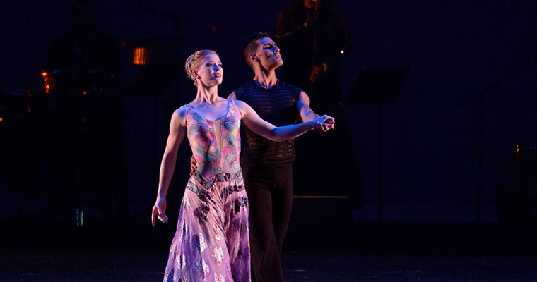 Chloe Freytag and Josue Justiz in “Fiebre,” by Vicente Nebrada in Dimensions Dance Theatre of Miami's “Summer Dances,” at the Moss Cultural Arts Center on Saturday, July 15 and Sunday, July 16. “Fiebre” will feature live music from Alain Garcia and The Latin Power Band. (Photo by Simon Soong)
