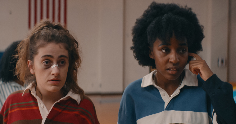 Rachel Sennott as PJ and Ayo Edebiri as Josie in a scene from