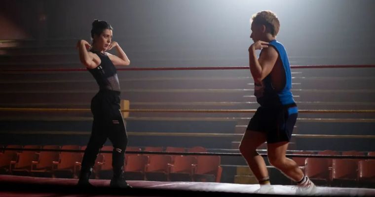 Roberta Colindrez as Sabrina and Gael Garcia Bernal as Saul Armendariz/Cassandro in a scene from