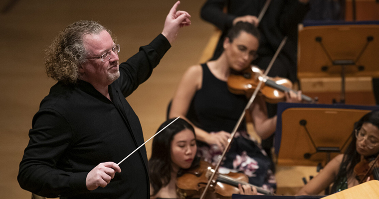 Stéphane Denève leads New World Symphony at its 2023 gala in March.