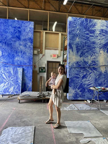 Amanda Sanfilippo Long and daughter, Pearl, in Mette Tommerup' Hialeah studio.
