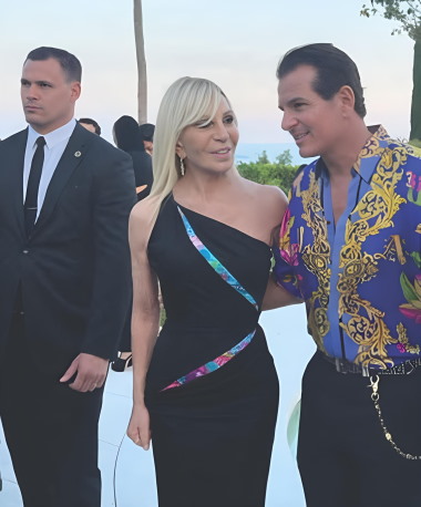 Director Vince De Paul, right, With Donatella Versace (Photo from the filmmaker)