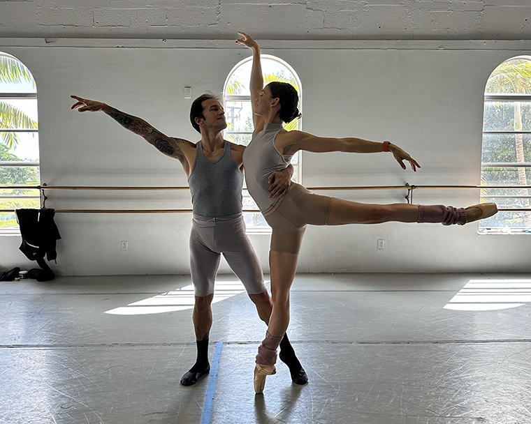 Emily Bromberg and Maikel Hernandez in rehearsal for 