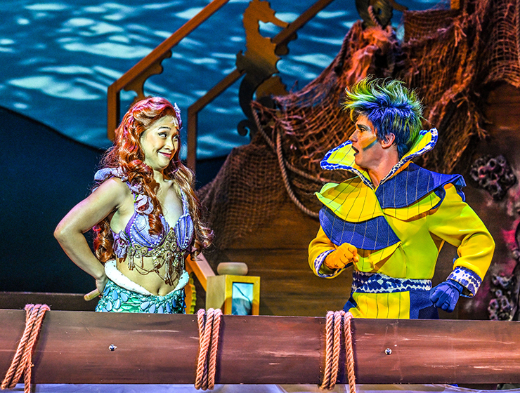 Ariel (Melanie Fernandez) and Flounder (Kyle Kemph) interact during a scene from Slow Burn Theatre's production of 