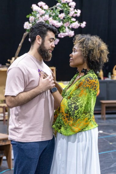 Eleomar Cuello as Silvio and Kearstin Piper Brown as Nedda in rehearsal for Florida Grand Opera's 82nd anniversary production of “I Pagliacci.” (Photo by Eric Joannes)