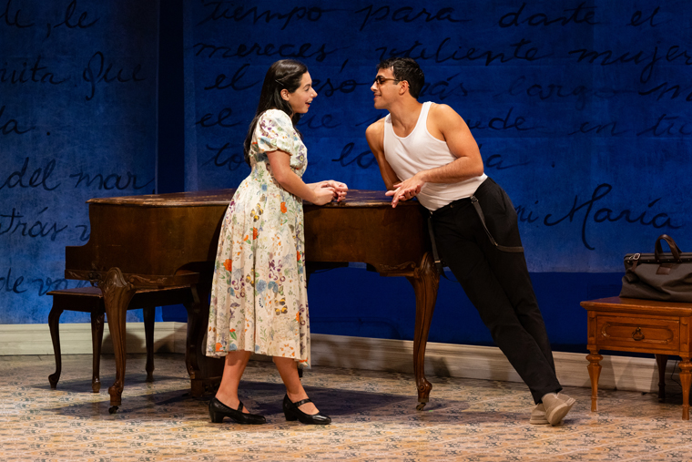 Stephanie Machado as Sofia and Gabriell Salgado as Victor Manuel in the Miami New Drama production of Nilo Cruz's “Two Sisters and a Piano.” (Photo by Morgan Sophia Photography)