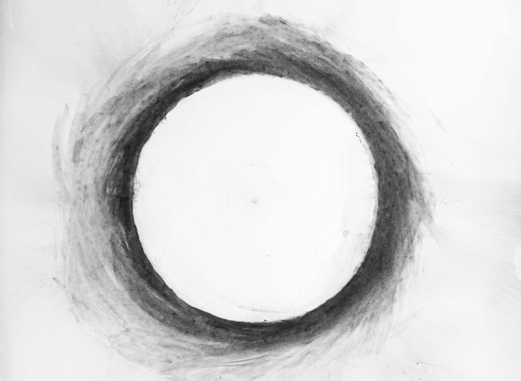 Untitled: (Ice Vinyl) Charcoal on Stonehenge paper, Alberto Checa (photo courtesy of Oolite Arts)