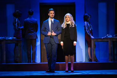 Stephen Christopher Anthony as Emmett Forrest and Becca Andrews as Elle Woods in Actors' Playhouse's 