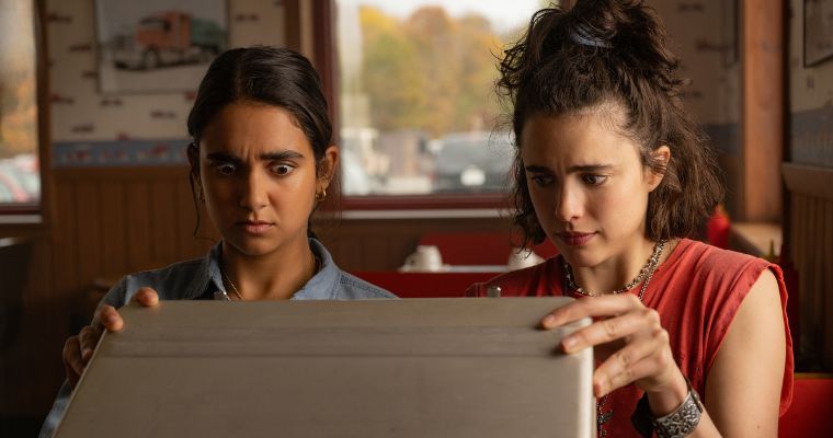 Geraldine Viswanathan as Marian and Margaret Qualley as Jamie in a scene from 