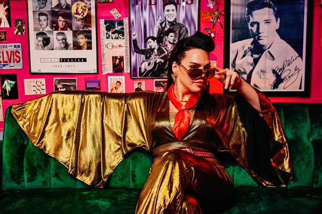 June Raven Romero in the role of Avery, president of the fictional Miami Elvis Fan Club. (Photo by Scott McIntyre)