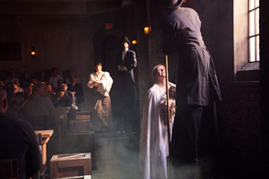 Hallie Walker as Oliver hopes for more gruel. (Photo by Frank Oliva)
