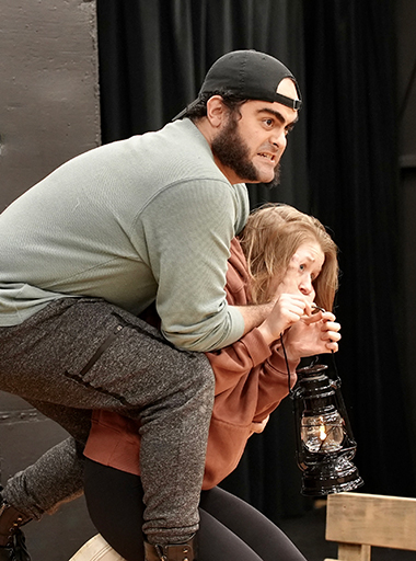 Frank Montoto and Hallie Walker act out a scene during rehearsal for ASC's production of 