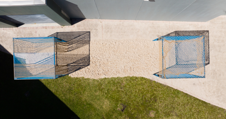 Alexandra Fields O'Neale's sound art installation, “Bound/Unbound,” in the courtyard of the Museum of Contemporary Art North Miami (MOCA), part of the Museum's Welcome to Paradise series. (Photo courtesy of MOCA)