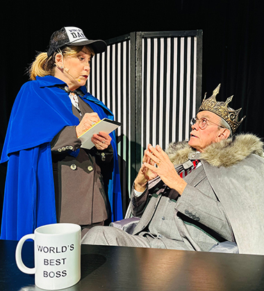 Beverly Blanchette as Baptisa and Bill Schwartz as Christopher Sly in Thinking Cap Theatre's 