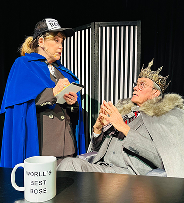 Beverly Blanchette as Baptisa and Bill Schwartz as Christopher Sly in Thinking Cap Theatre's