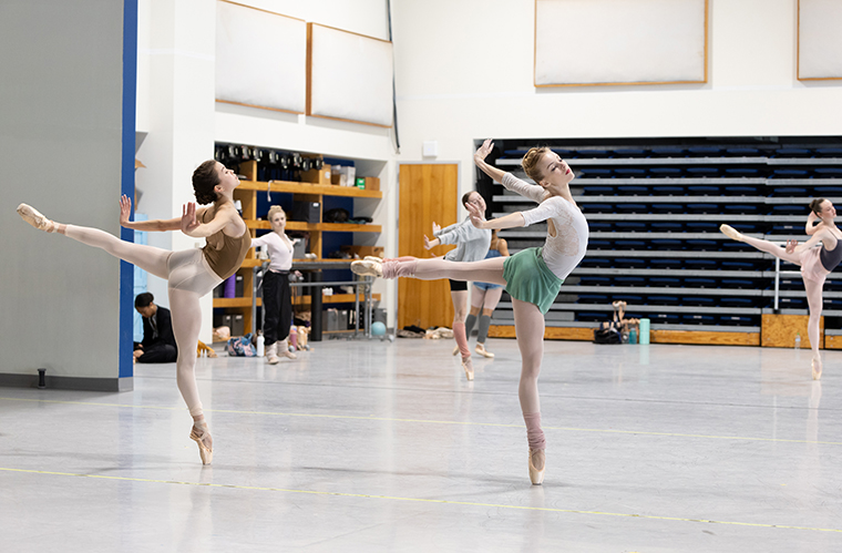 Miami City Ballet Dancers Lily Maulsby and Ella Titus rehearse 
