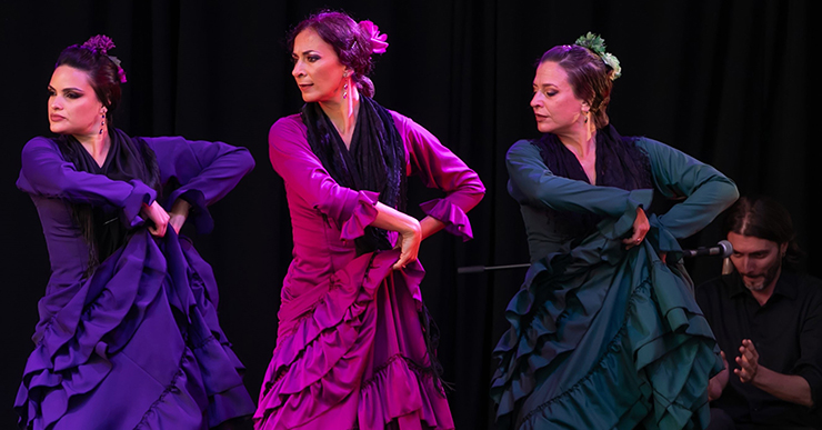 From left, Ballet Flamenco's Maria Mercedes Perez, Milagros Ventura and Mayelu Perez (Photo by Jenny Abreu)