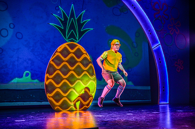 The titular character (Anthony Llerandi) appears outside the pineapple in which he lives. (Photo by Larry Marano)