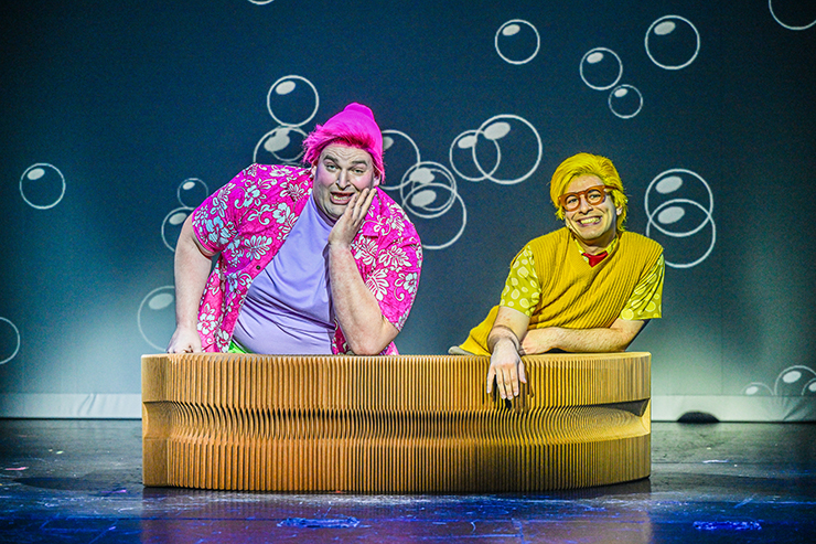 Patrick Star (Marc Christopher) and the title character (Anthony Llerandi). (Photo by Larry Marano)