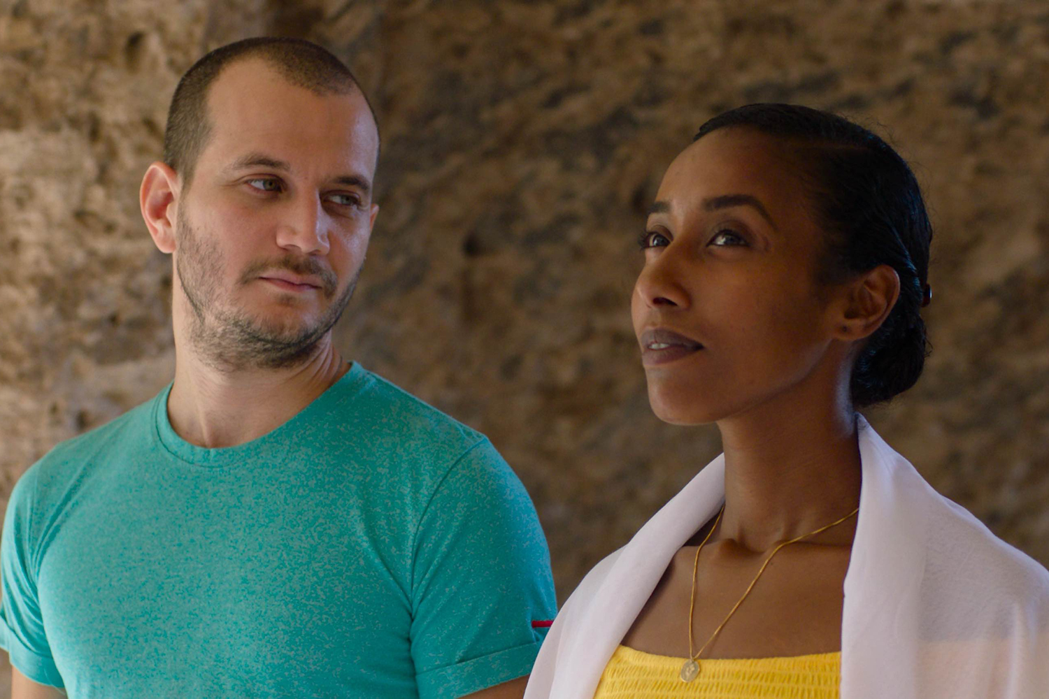 Michael Moshonov as Eli and Oshrat Ingadashet as Iris in a scene from
