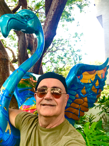 Noel Suarez with the flamingo 