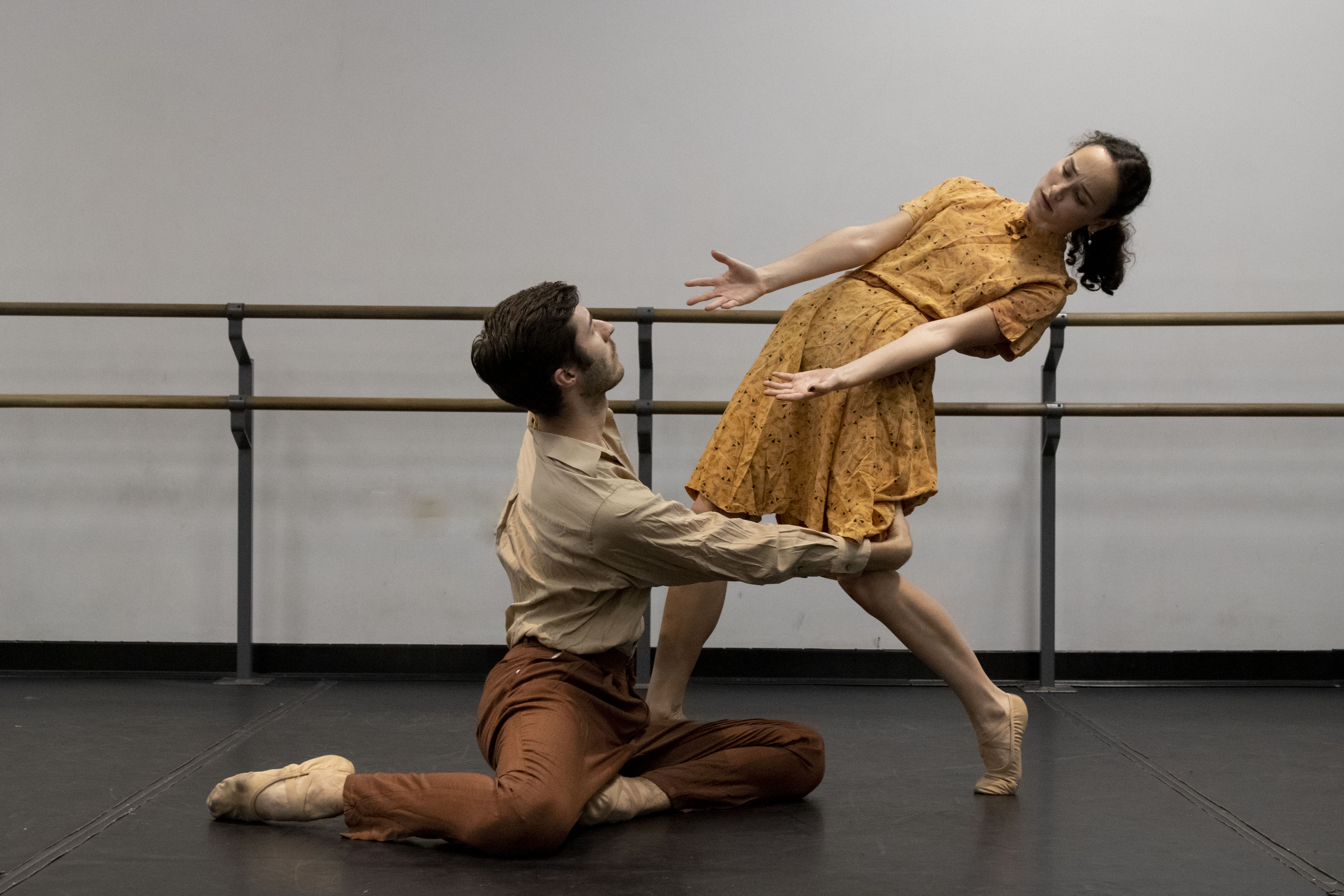 Rehearsing for Dance NOW! Miami's “Blue Pencil” Austin Duclos and Kirsten Velasco. The company brings “Blue Pencil” along with two other pieces to Miami Theater Center, Miami Shores on Friday, Feb. 28. (Photo by Sophia Pfitzenmaier, courtesy of DNM)