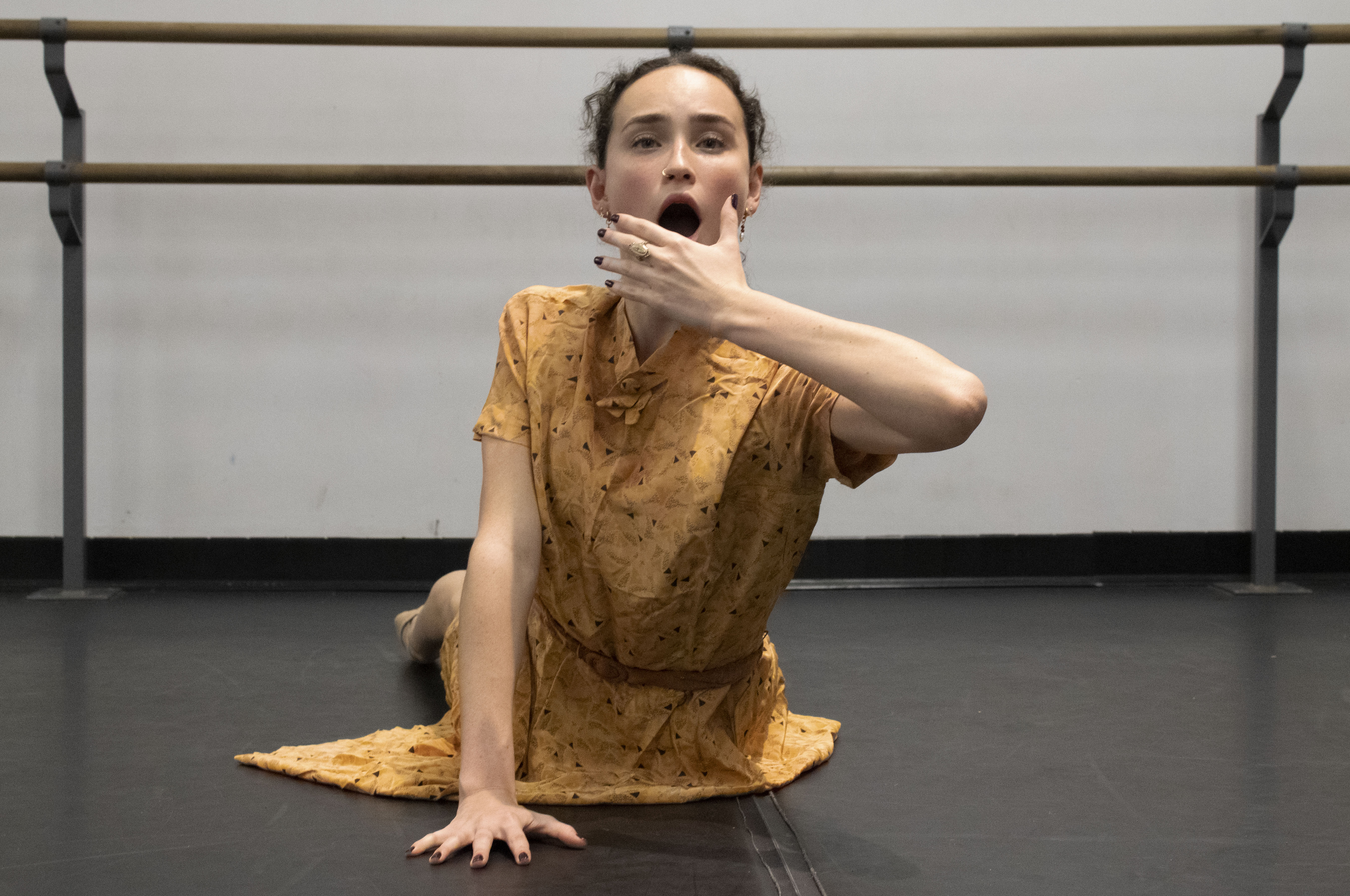 Rehearsing for Dance NOW! Miami's “Blue Pencil” Austin Duclos and Kirsten Velasco. The company brings “Blue Pencil” along with two other pieces to Miami Theater Center, Miami Shores on Friday, Feb. 28. (Photo by Sophia Pfitzenmaier, courtesy of DNM)