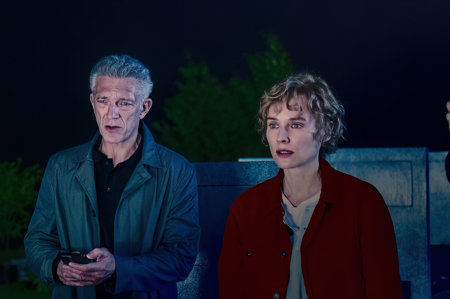 Vincent Cassel as Karsh Relikh and Diane Kruger as Terry Gelernt in a scene from