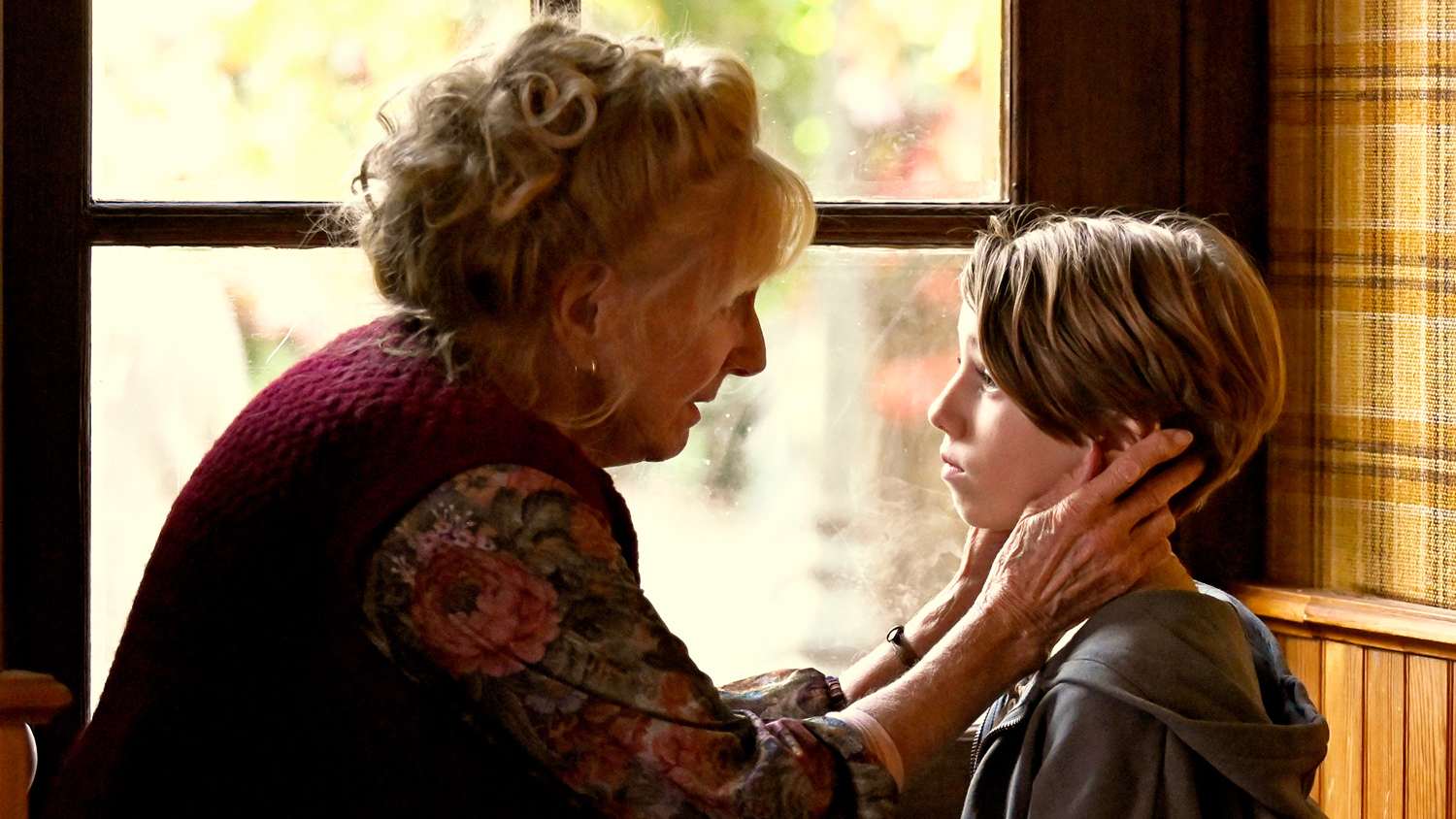 Hélène Vincent as Michelle Giraud and Garlan Erlos as Lucas Tessier in a scene from