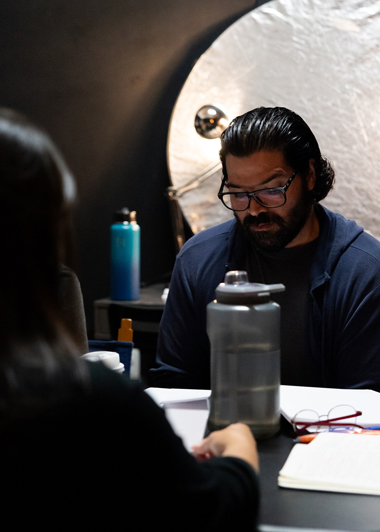 Actor Alex Alvarez in Homegrown developmental workshop reading. (Photo courtesy of City Theatre)