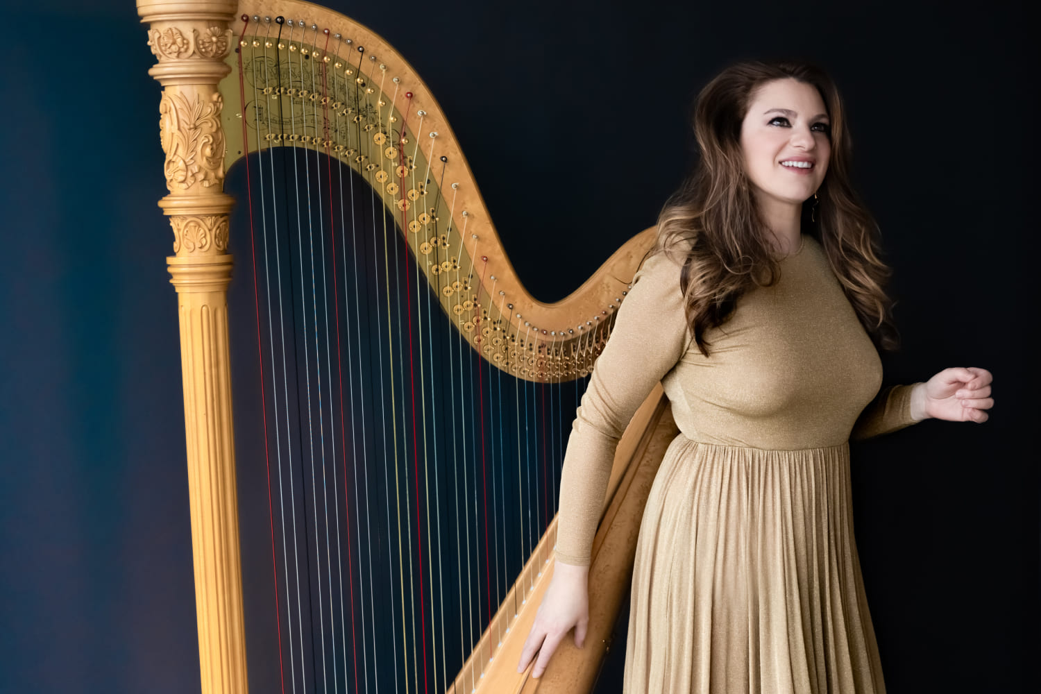 Harpist Bridget Kibbey performs in the second CAP Summer Concert Series on Thursday, June 26. (Photo by Abigail Kralik)
